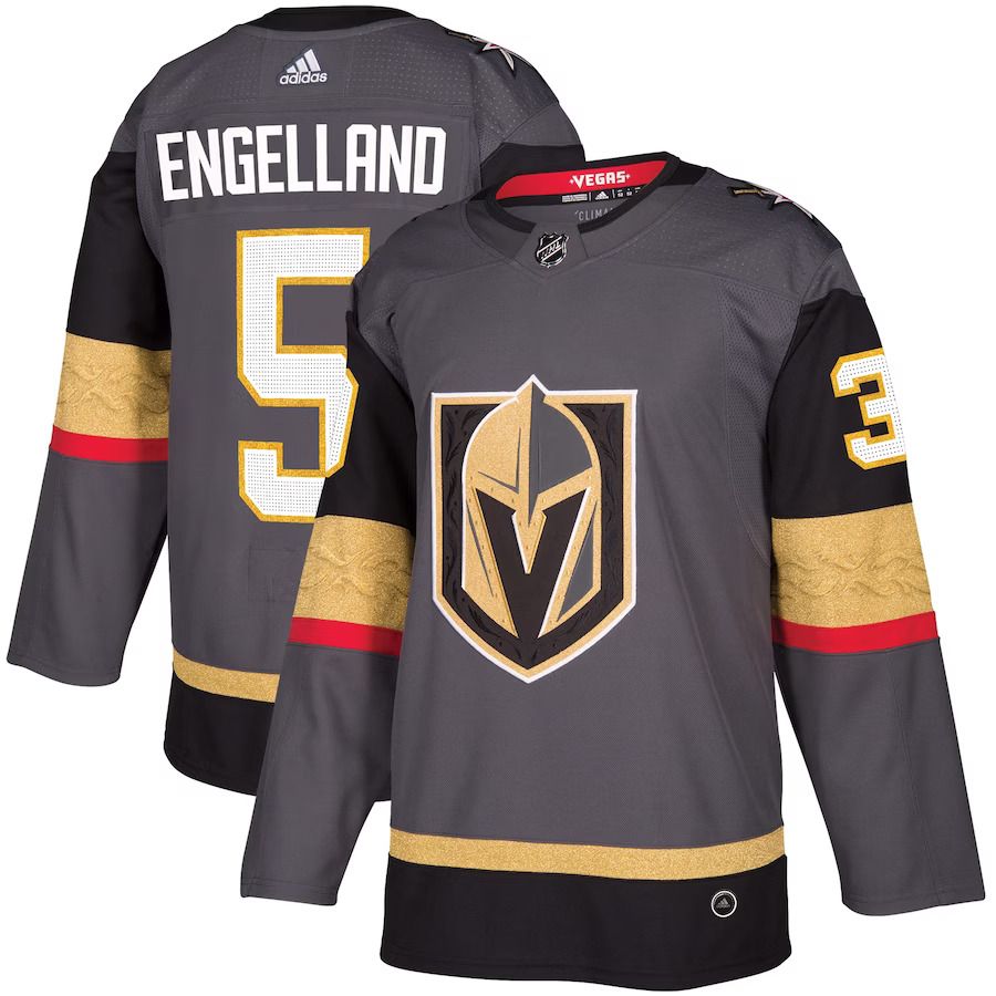 Men Vegas Golden Knights 5 Deryk Engelland adidas Gray Alternate Authentic Player NHL Jersey